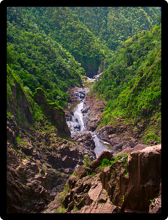 View of Barron Gorge from the top of Barron Falls in Queensland Australia.