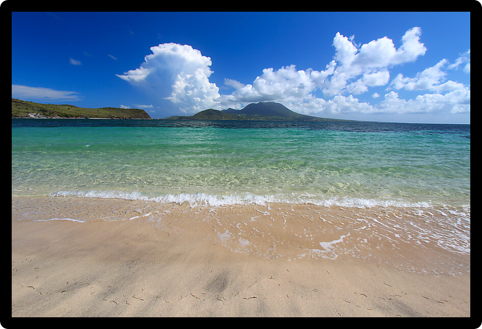 Beautiful tropical beach on the Caribbean island of Saint Kitts.
