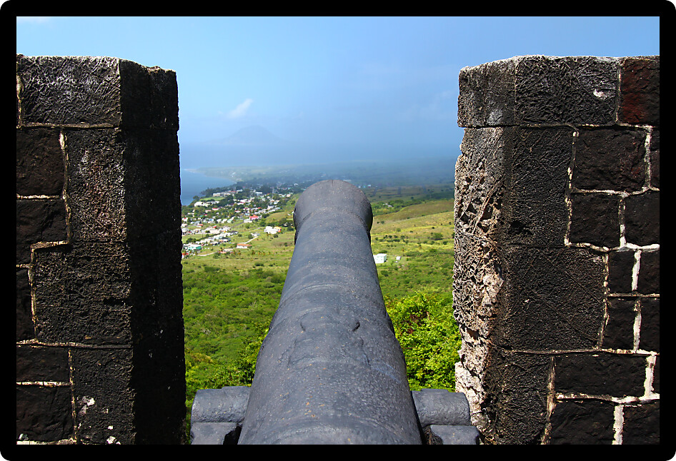 Old cannon at Brimstone Hill Fortress National Park on Saint Kitts.