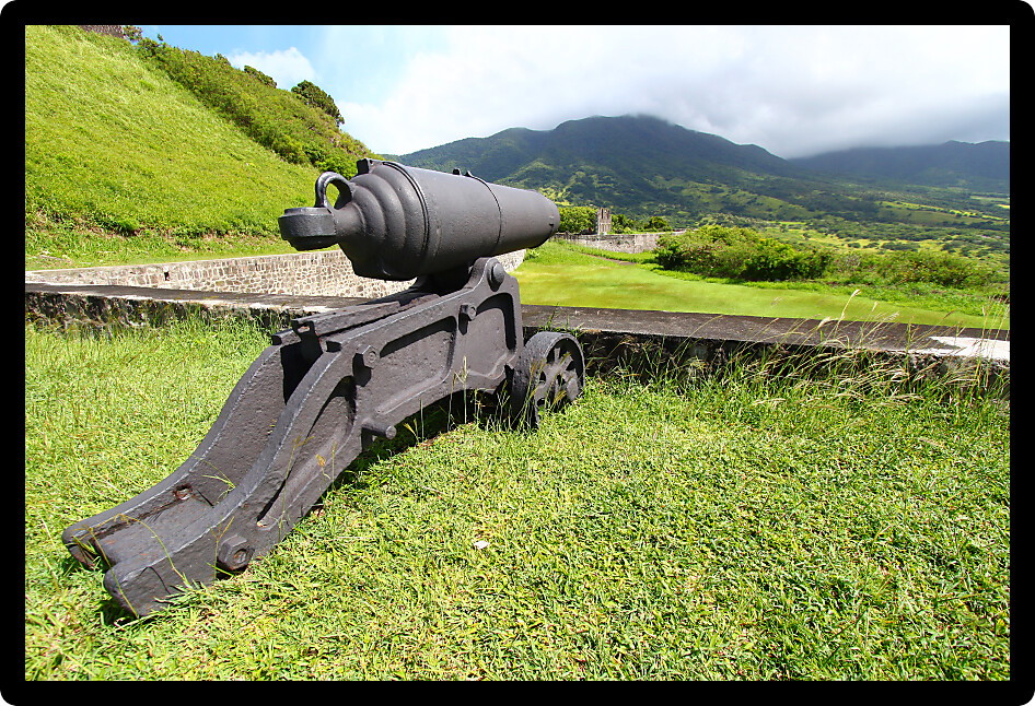 Cannon at Brimstone Hill Fortress National Park on Saint Kitts.