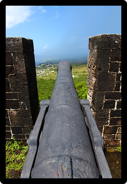 Cannon at Brimstone Hill Fortress National Park on Saint Kitts.