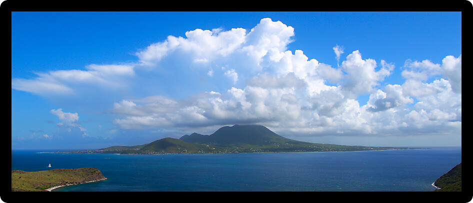 View of the Caribbean island Nevis from Saint Kitts.