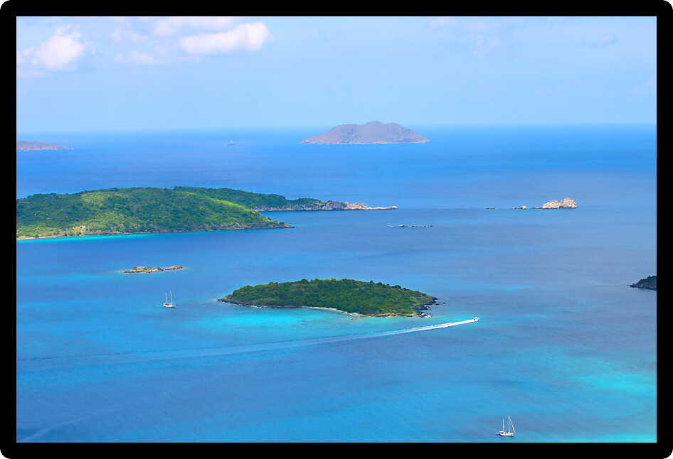 Caribbean view of Henley Cay from Saint John in the US Virgin Islands.