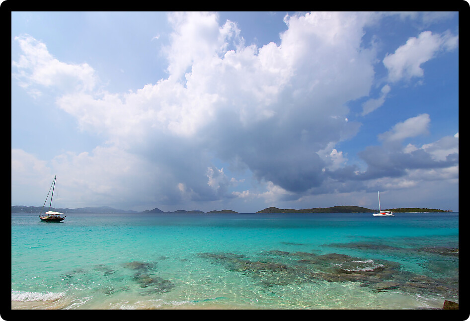 Clouds roll in over Honeymoon Bay in the US Virgin Islands.
