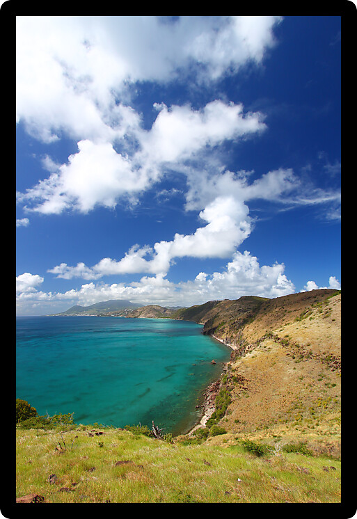 Fabulous tropical coastline on the Caribbean island of Saint Kitts.