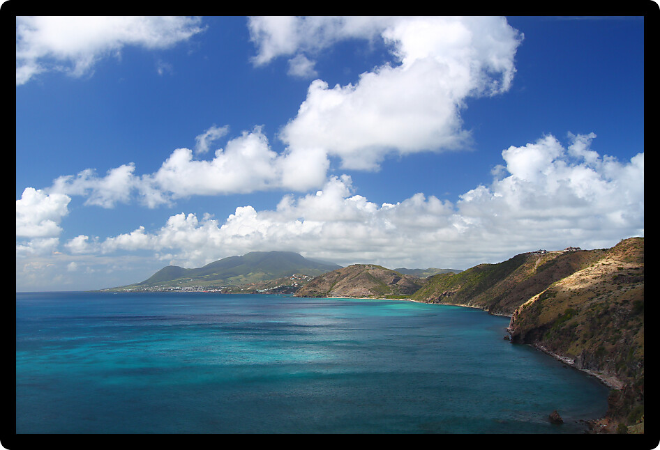 Spectacular coastline on the Caribbean island of Saint Kitts.