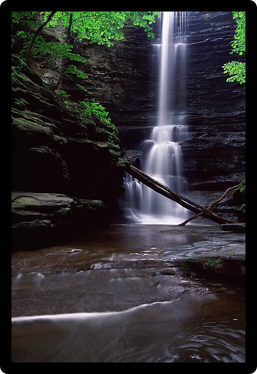 Beautiful Lake Falls pours into a deep canyon at Matthiessen State Park in central Illinois.