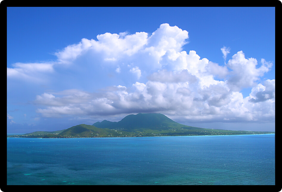 View of the Caribbean island Nevis from Saint Kitts.