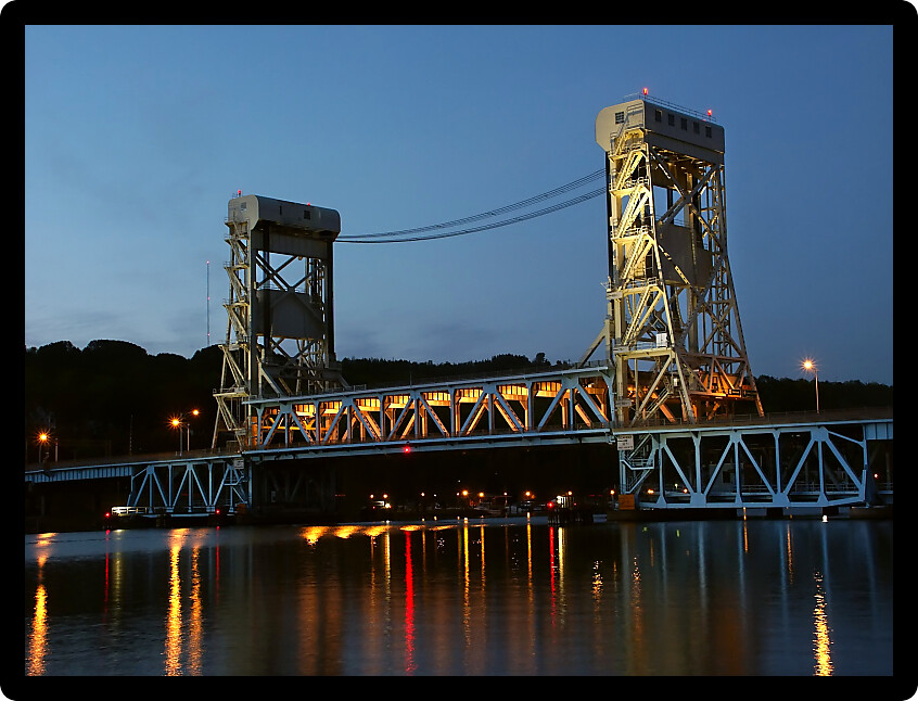 Portage Lake Lift Bridge between Houghton and Hancock in Michigans upper peninsula.