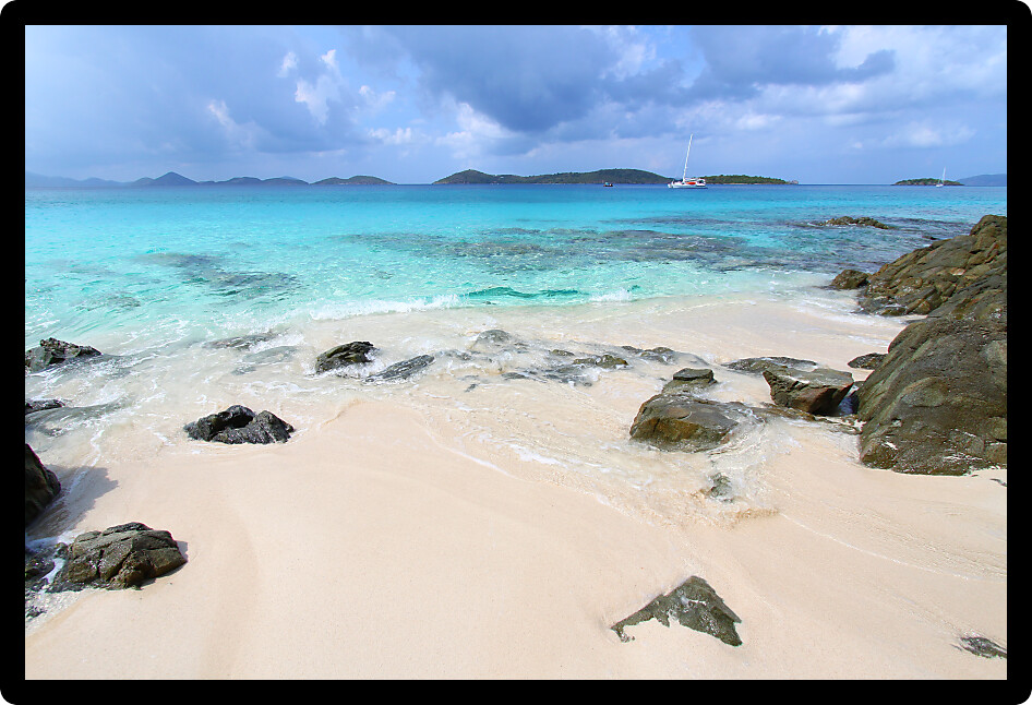 Tranquil Caribbean day at Honeymoon Beach on Saint John US Virgin Islands.