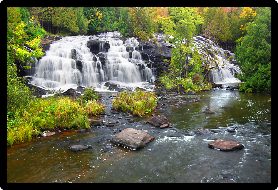 Bond Falls Scenic Area on an autumn day in the northwoods of Michigan.