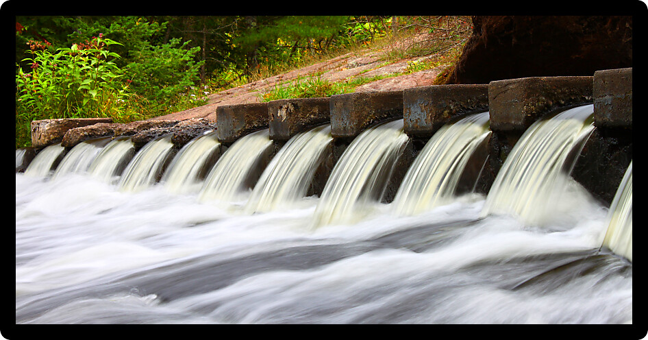 Cascades of water at the Bond Falls Scenic Site in Michigan.