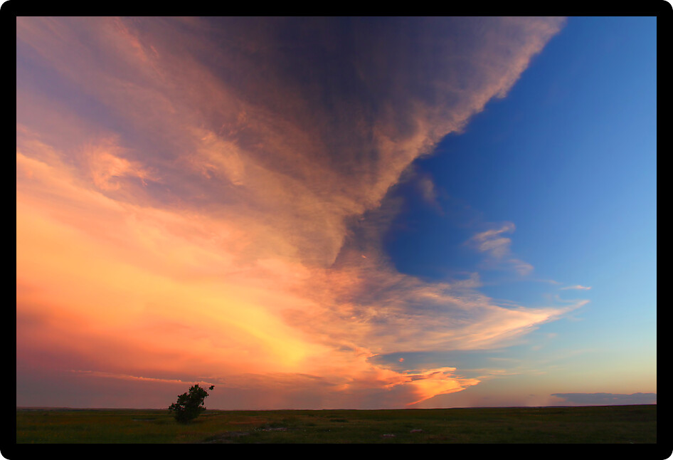 Summer senset over Buffalo Gap National Grassland of South Dakota.