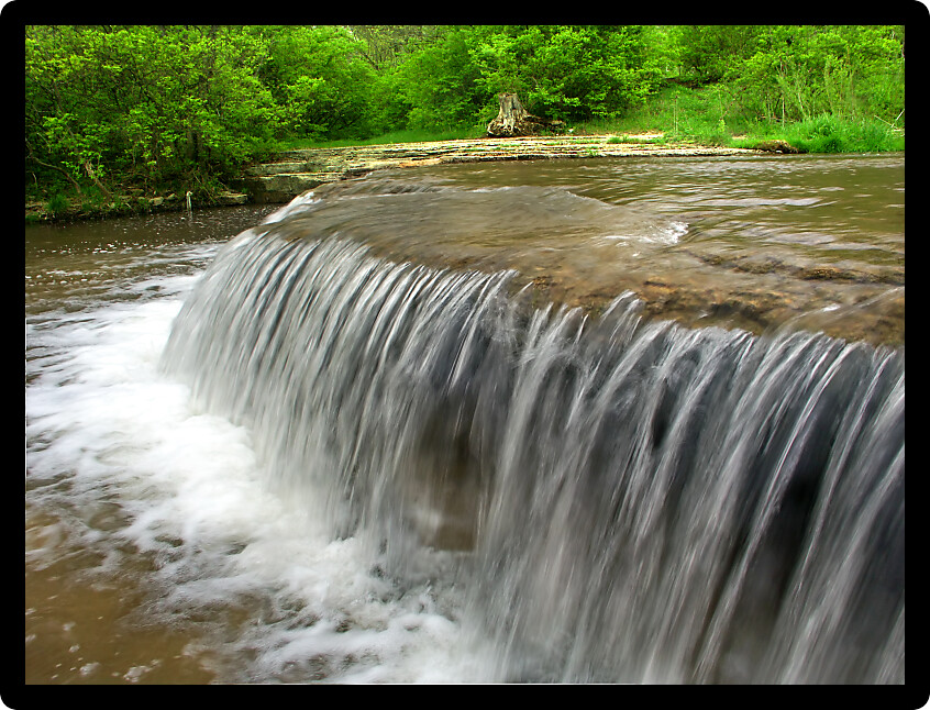 Beautiful cascade on Prairie Creek of the Des Plaines Conservation Area in Illinois.