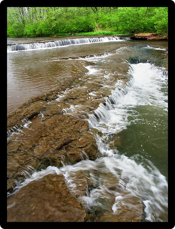 Beautiful cascade on Prairie Creek of the Des Plaines Conservation Area in Illinois.