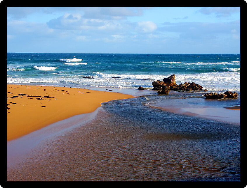 Hopkins River empties into the Pacific Ocean in southern Victoria Australia.