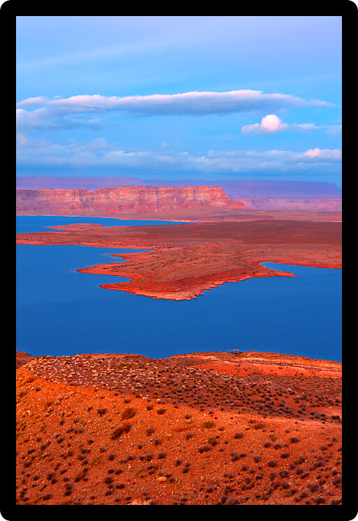 Twilight over Lake Powell in Glen Canyon National Recreation Area.