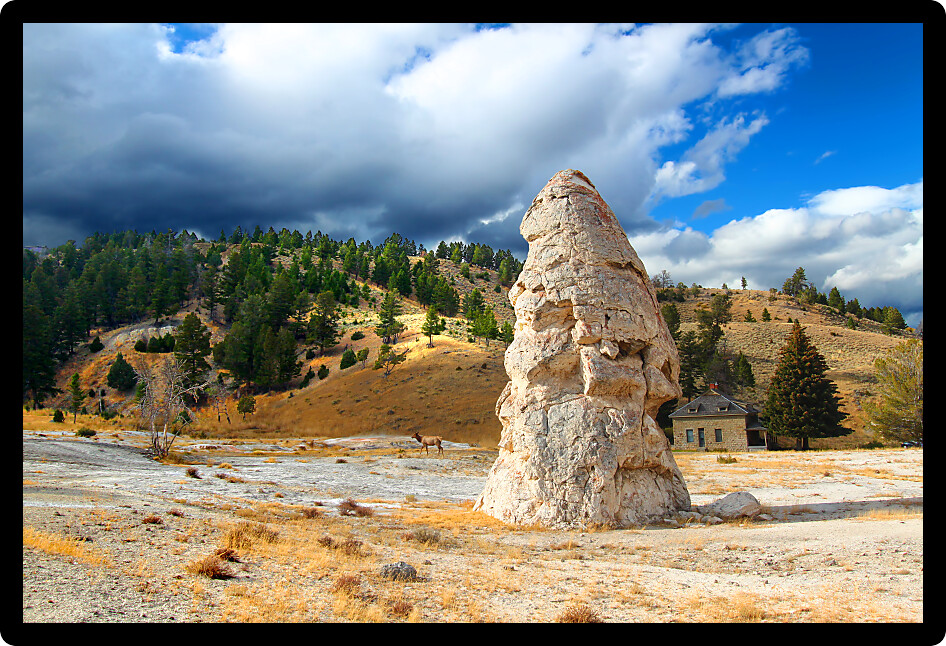Liberty Cone at Mammoth Hot Springs of Yellowstone National Park.