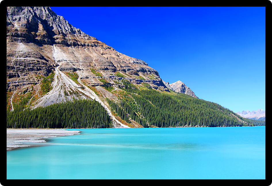 Bright waters of Peyto Lake at Banff National Park in Canada.