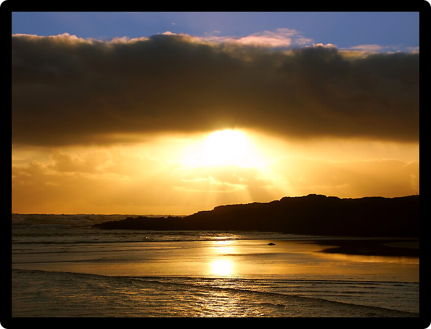 Sunset over the beautiful ocean coast at the city of Warrnambool in Victoria Australia.