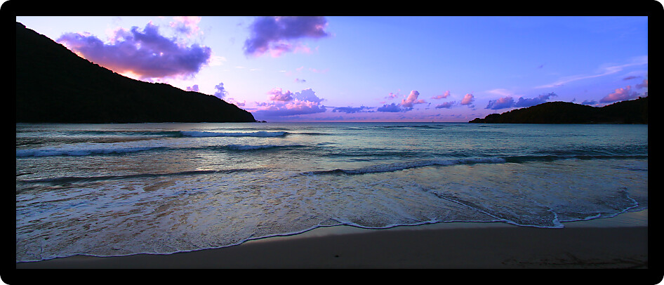 Panoramic sunset view at Brewers Bay on Tortola of the British Virgin Islands.