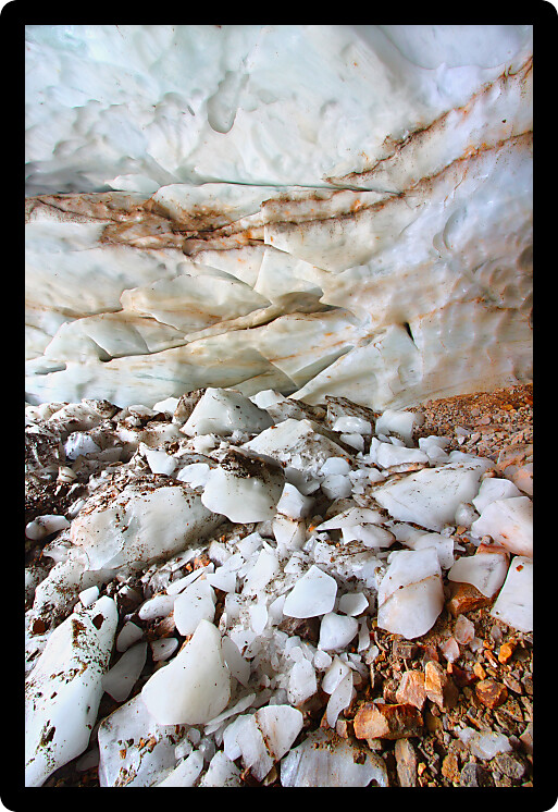 Ice Cave near the Angel Glacier in Jasper National Park of Canada.