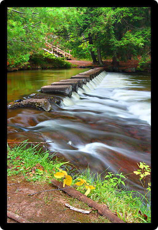 Bond Falls Scenic Area on an autumn day in the northwoods of Michigan.