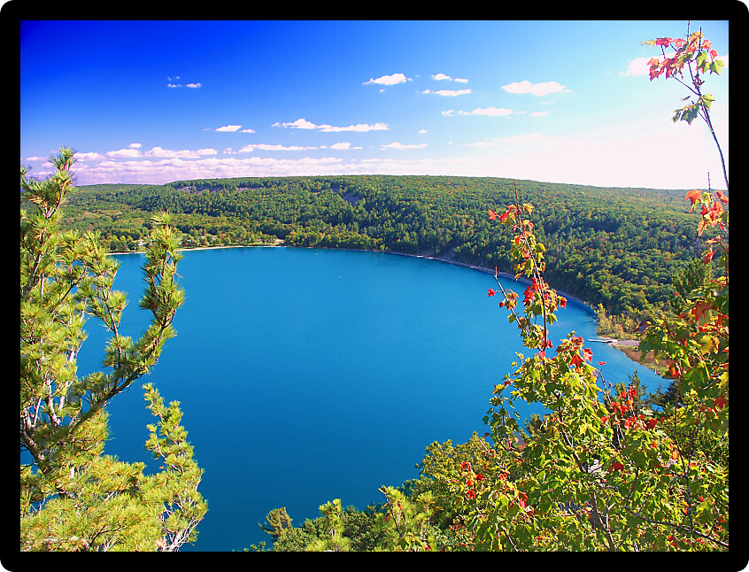Beautiful view of Devils Lake State Park in Wisconsin.