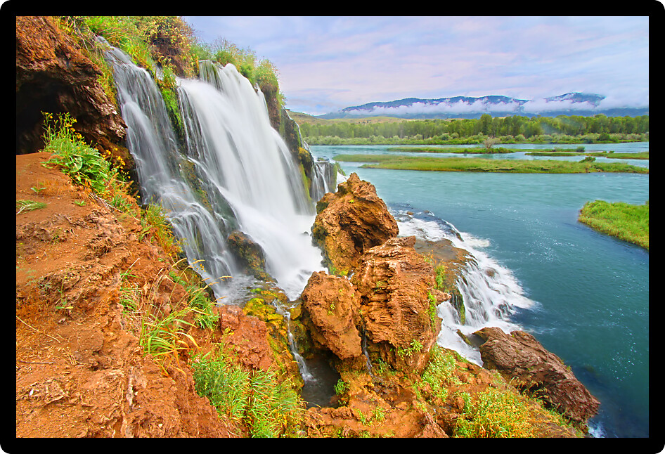 Fall Creek Falls flows into the Snake River in the Caribou National Forest of Idaho.