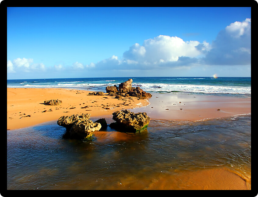 Hopkins River empties into the Pacific Ocean in southern Victoria Australia.