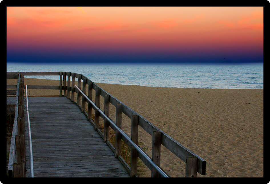 Waves under a beautiful Lake Michigan sunset at Illinois Beach State Park.