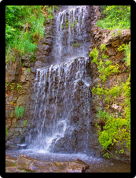 Waterfall flowing at Krape Park in northern Illinois.