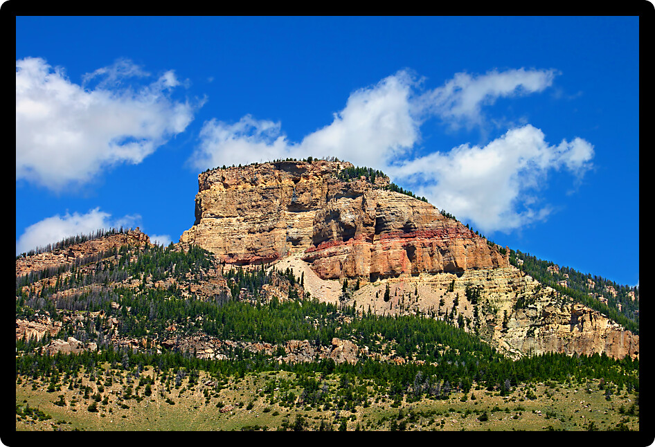Rugged mountain scenery of the Bighorn National Forest in Wyoming.
