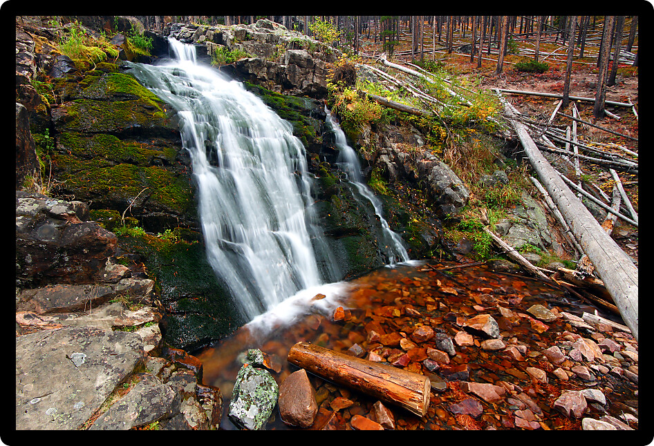 Upper Memorial Falls in the Lewis and Clark National Forest of Montana.