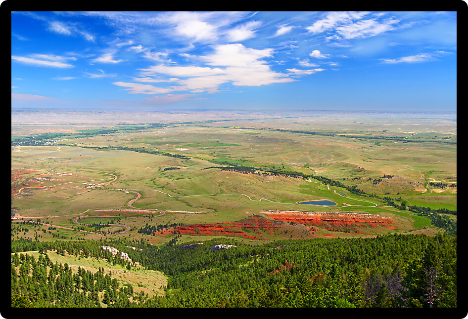 Sweeping view of the Wyoming countryside from the Bighorn National Forest.