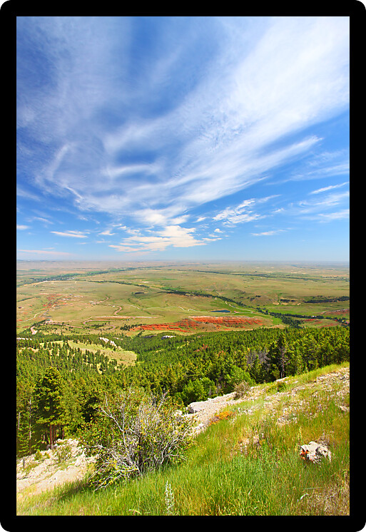 Sweeping view of the Wyoming countryside from the Bighorn National Forest.