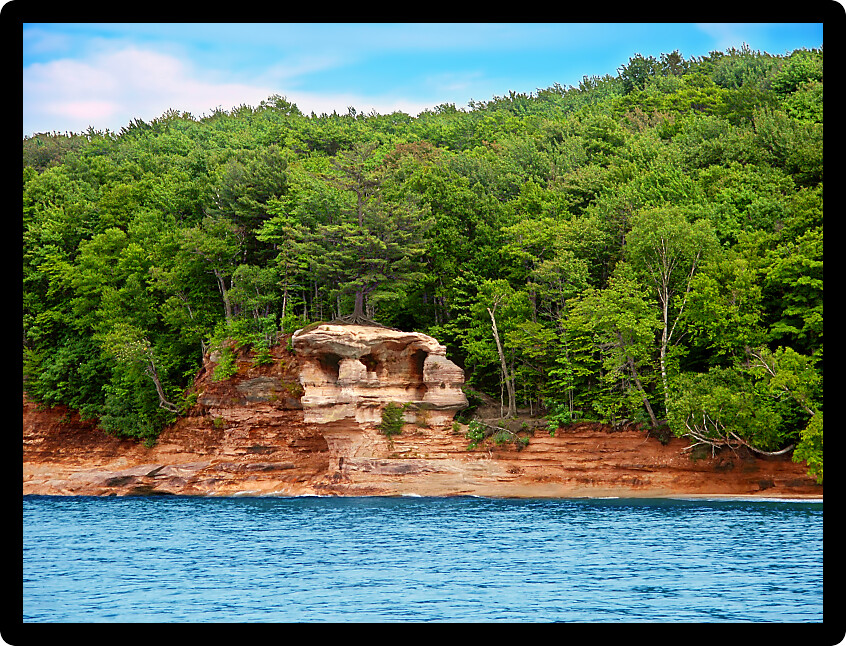 Chapel Rock along Lake Superior at Pictured Rock National Lakeshore in Michigan.