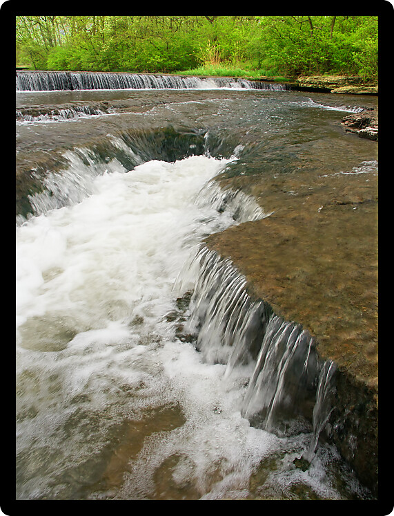 Beautiful cascade on Prairie Creek of the Des Plaines Conservation Area in Illinois.