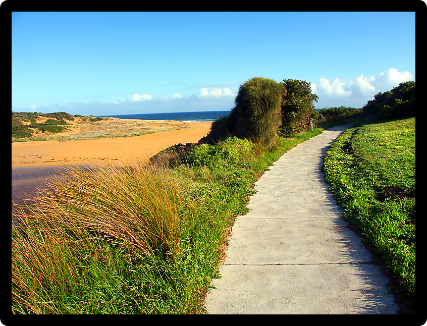 Hiking path along the Hopkins River in Warrnambool Victoria Australia.
