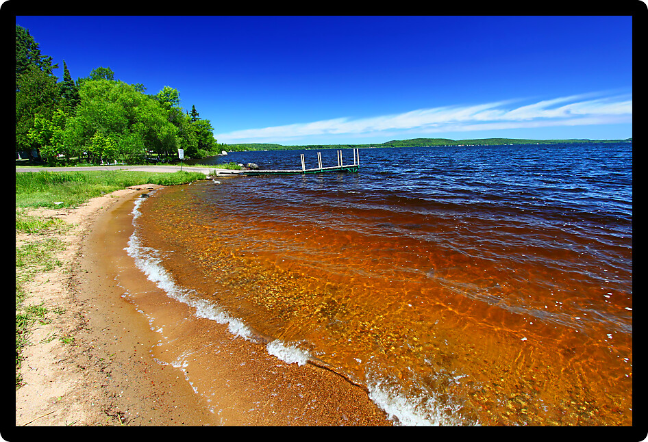 Lake Gogebic beach at Ontonagon County Park in Michigan.