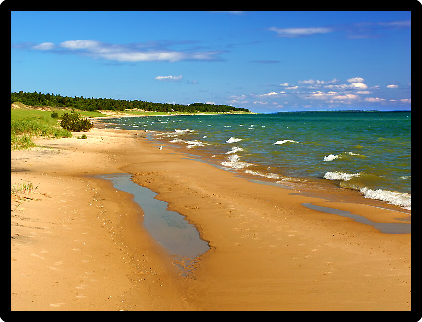 Lake Michigan beach seen from the Upper Peninsula of Michigan.