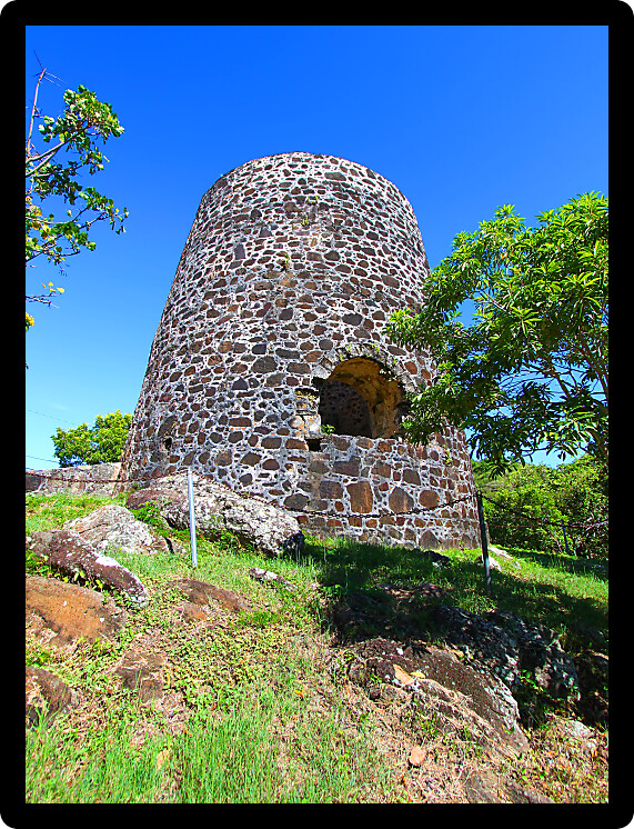 Remnants of a windmill at Mount Healthy National Park in the British Virgin Islands.