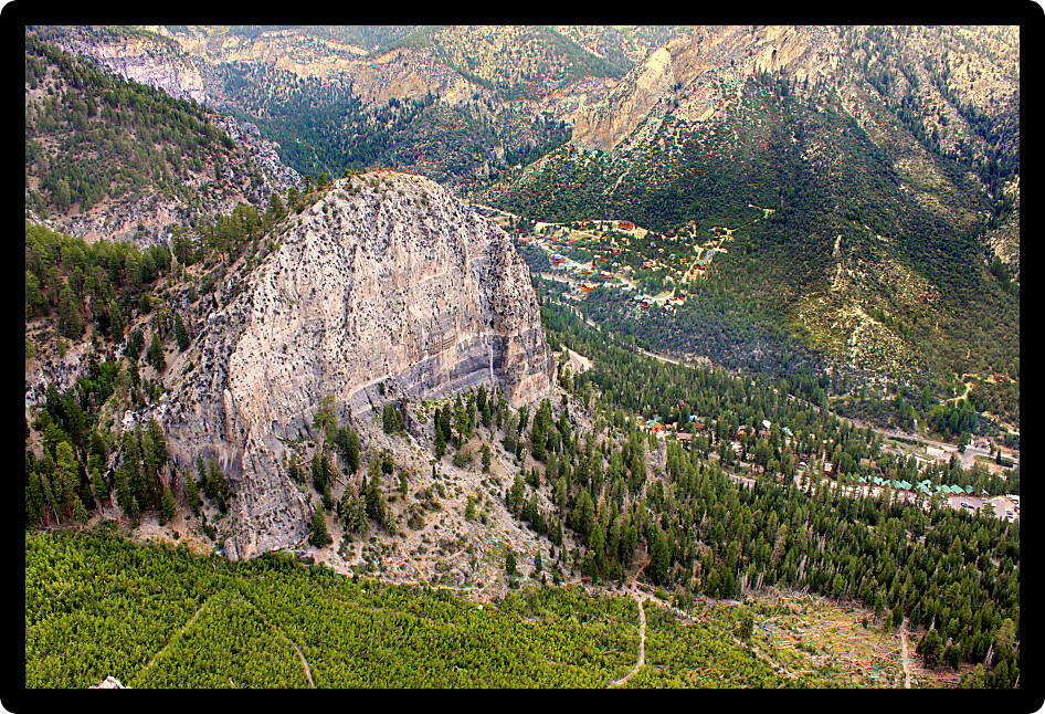 Cathedral Rock seen from Echo Cliff in the Spring Mountains National Recreation Area of Nevada.