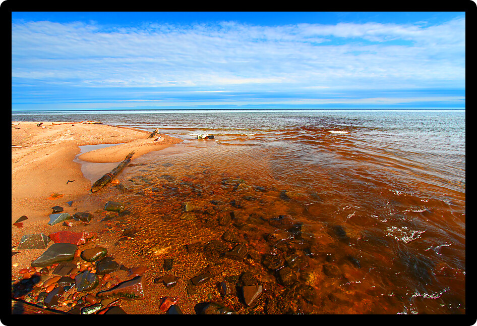 Cranberry River flows into Lake Superior in the upper peninsula of Michigan.