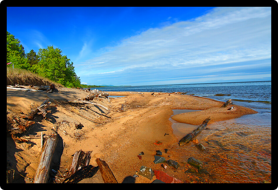 Cranberry River flows into Lake Superior in the upper peninsula of Michigan.