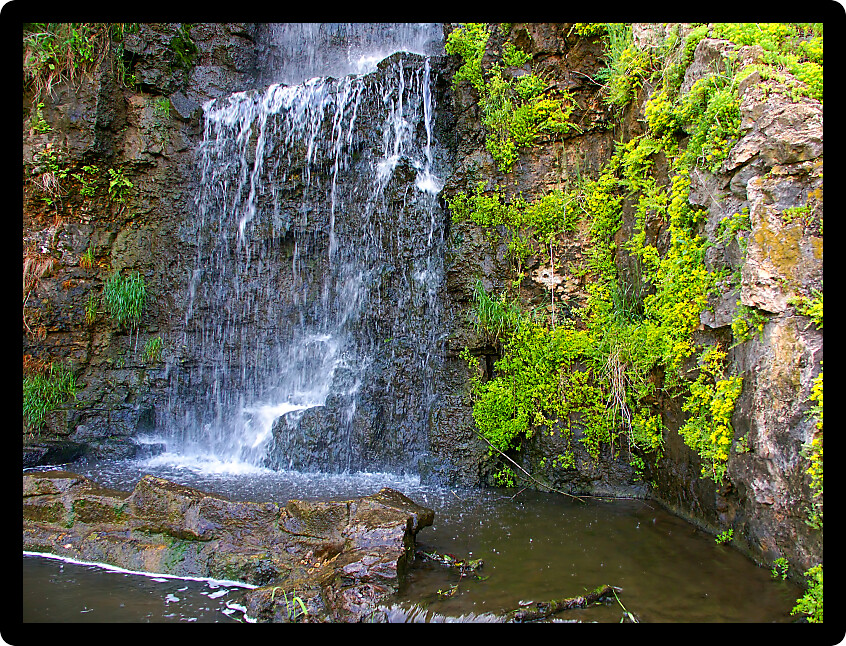Beautiful waterfall landscape at Krape Park in northern Illinois.