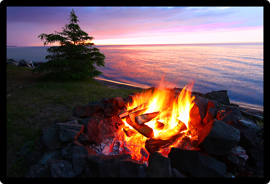Campfire on the beach is a wonderful way to relax on a beautiful summer day.