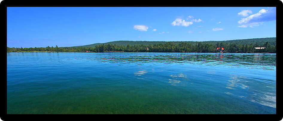 Panorama of Eagle Harbor State Harbor in the Keweenaw Peninsula of Michigan.