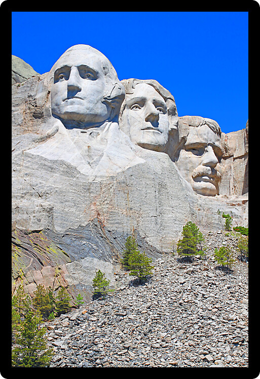 Mount Rushmore National Memorial in the Black Hills of South Dakota.
