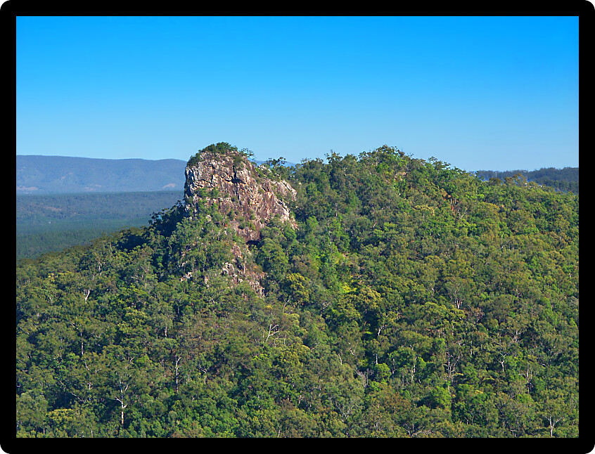 Mount Tibberoowuccum in the Glass House Mountains National Park of Queensland Australia.